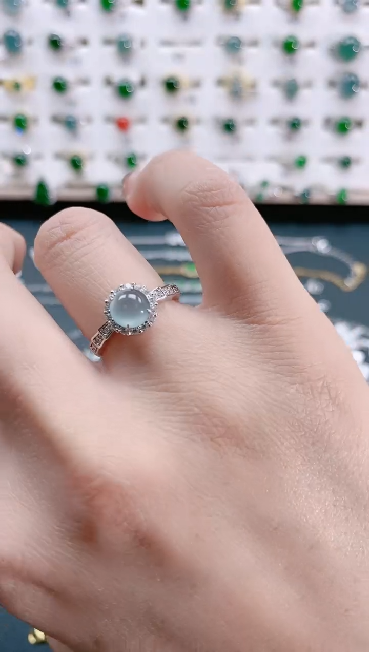 【闪购商品】翡翠戒指银S925镶嵌天然翡翠