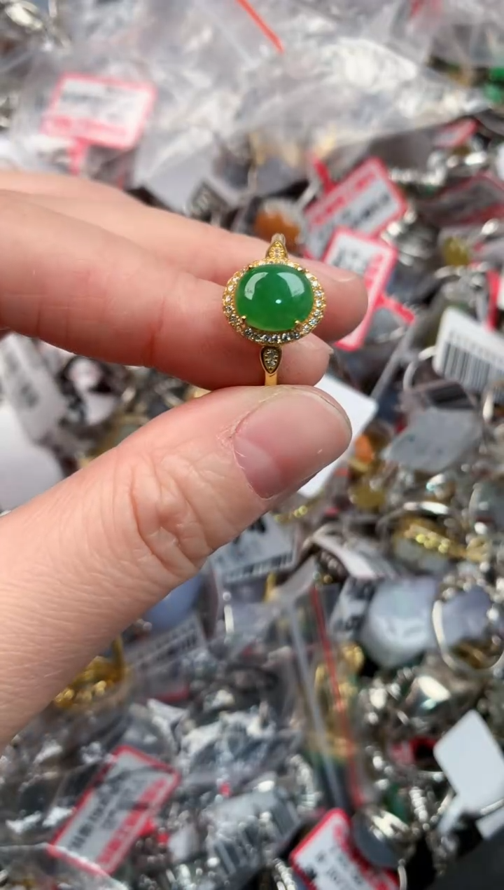 银S925镶嵌戒指翡翠555                10