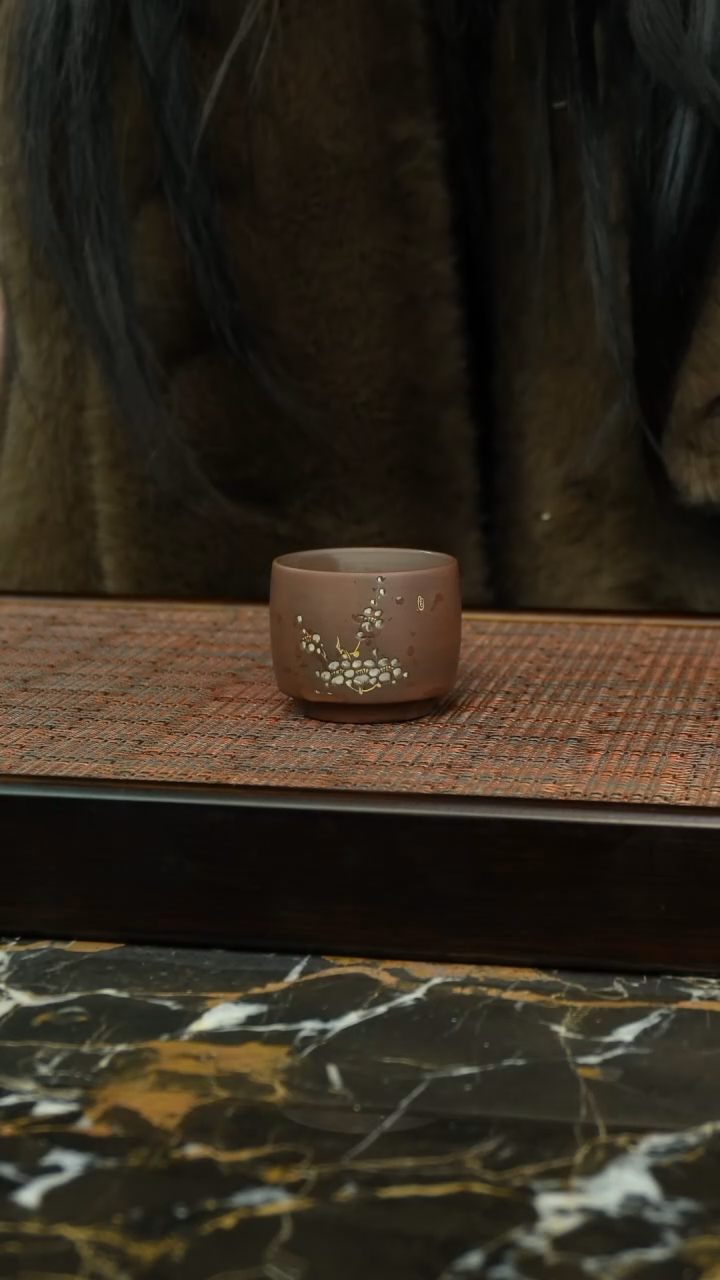 【闪购商品】梅花主人杯坭兴陶梅花刻绘主人杯