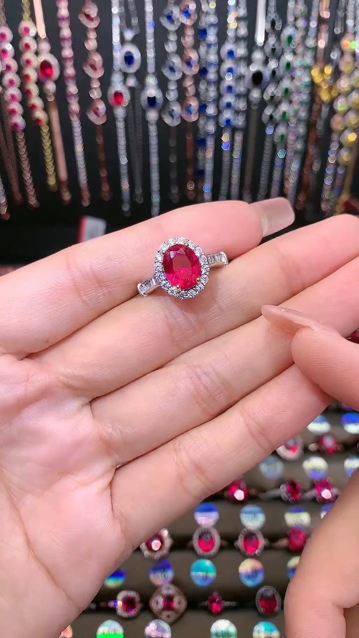 【闪购商品】红宝石戒指银S925镶嵌7.9银色