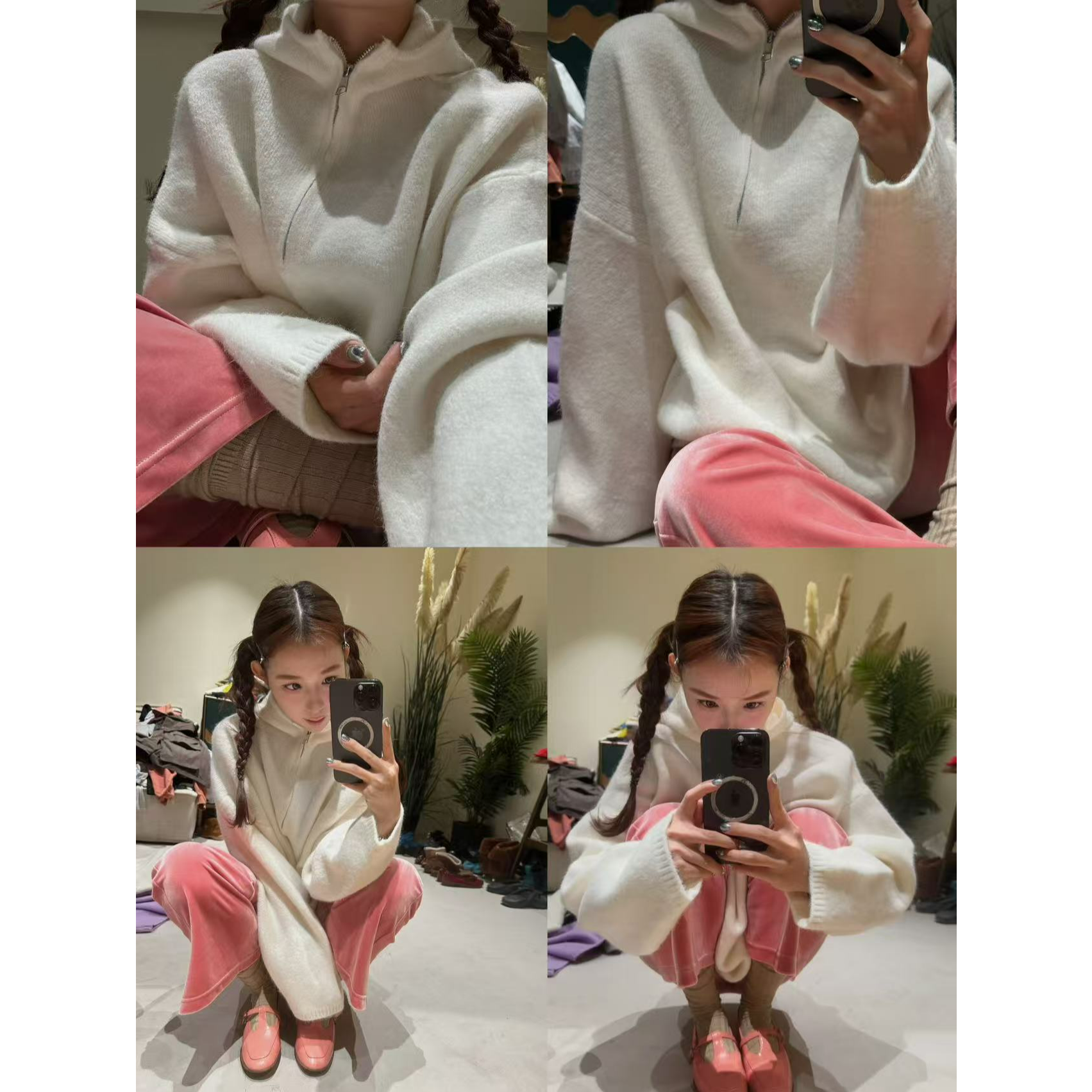 十三行白白家-黄昏美术馆～冬季新款连帽色彩好看大毛衣#236033