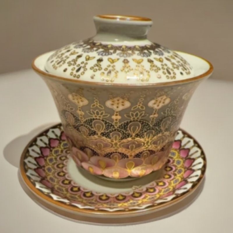 敦煌莲蝶盖碗4210