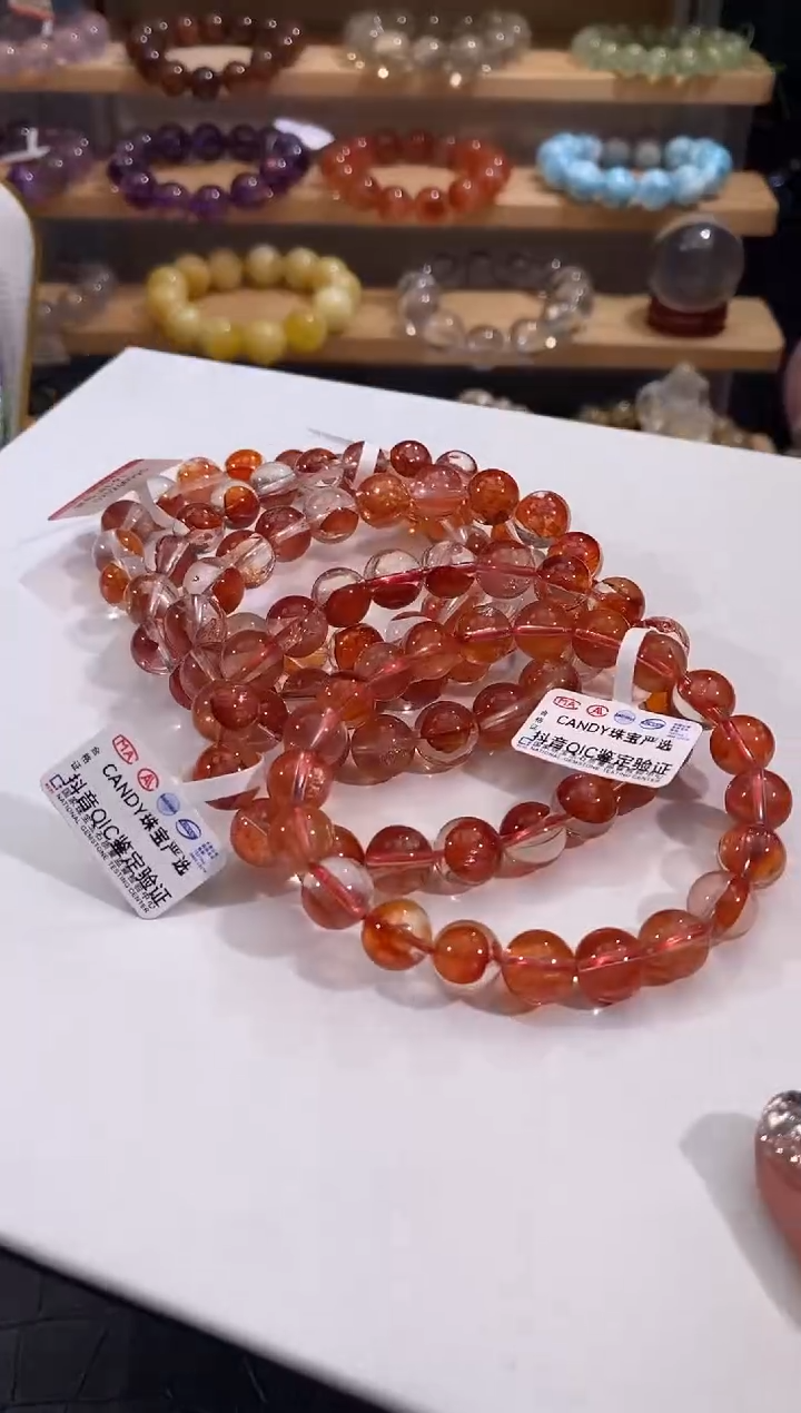 水晶手链未镶嵌红胶花手链9MM多样性发一