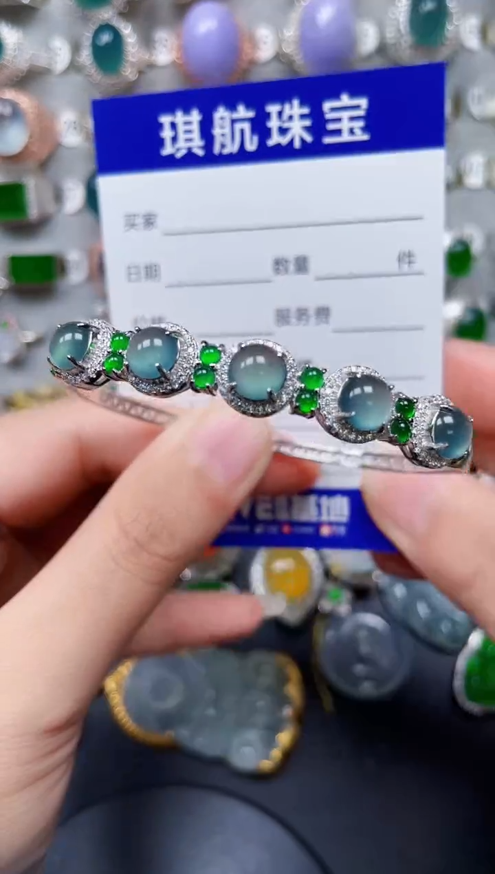 【闪购商品】翡翠手镯银S925镶嵌0106