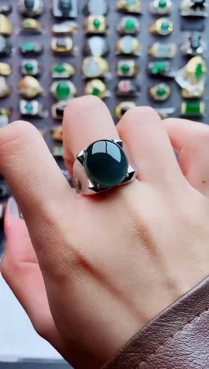 未镶嵌戒指翡翠天然翡翠男戒