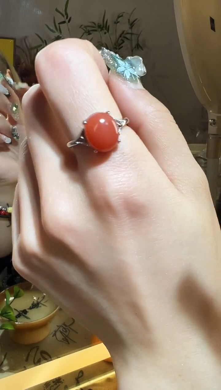 【闪购商品】南红玛瑙戒指银S925镶嵌戒指啊啊啊啊啊啊
