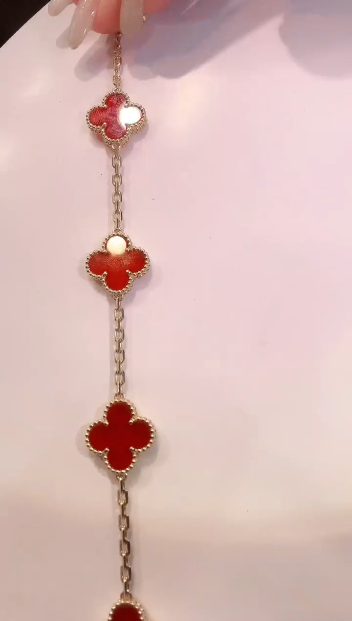 【闪购商品】玛瑙/玉髓手链18K金镶嵌红色