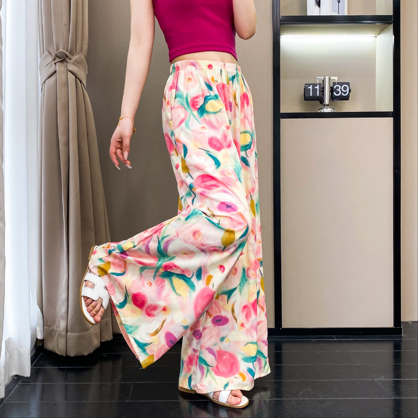 【裤裙双口袋】阔腿裤裙印花新中式高腰裤休闲裤碎花夏装长款