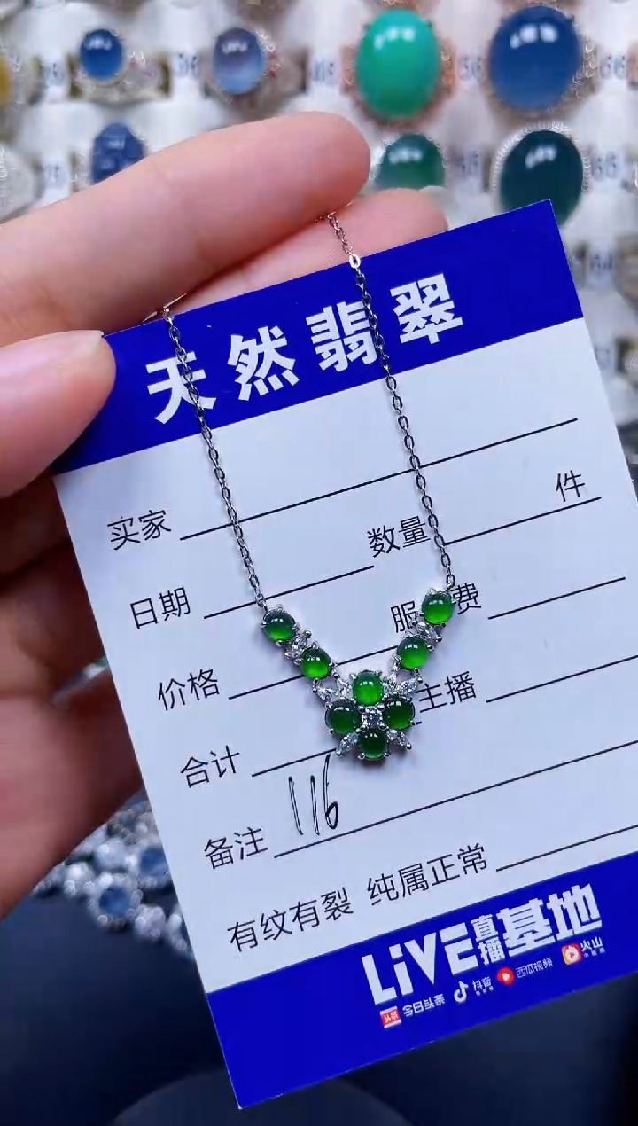 颈饰银S925镶嵌翡翠116