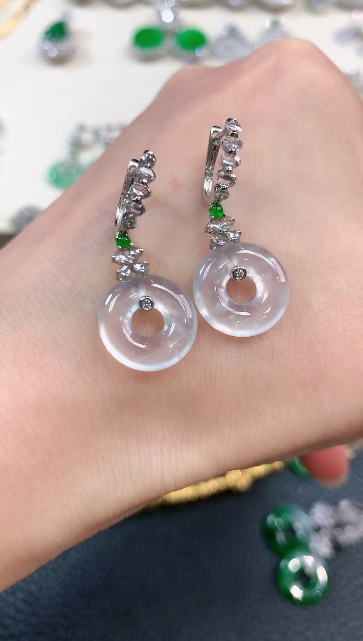 【闪购商品】翡翠耳饰18K金镶嵌n119