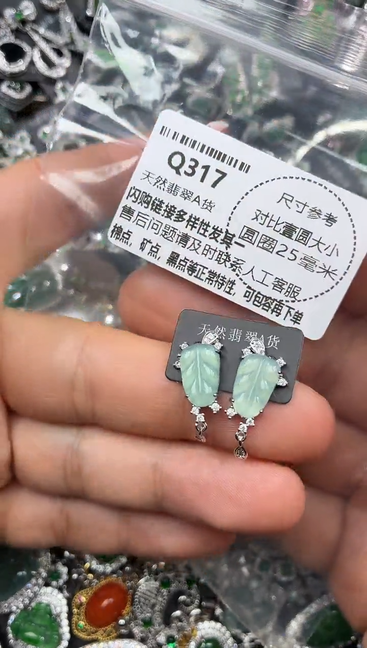 颈饰未镶嵌翡翠Q317耳钉