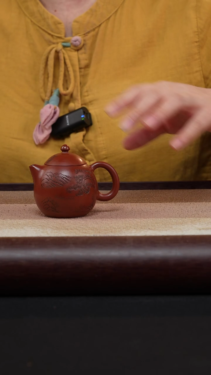 【闪购商品】紫砂茶壶朱泥-刻绘龙蛋MH-1810