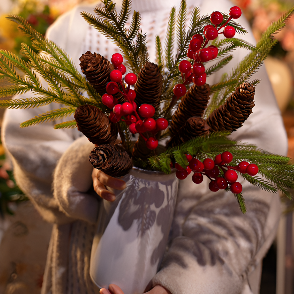 （轻轻松松）松果松枝 一年张弛有度 有花有果 寓意吉祥仿真花