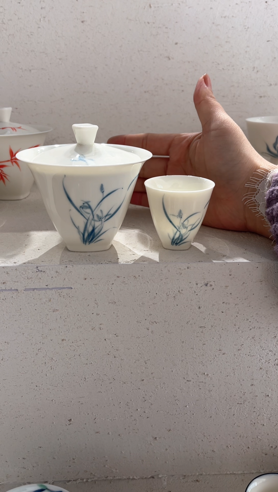 【闪购商品】幽兰花丛 有方盖碗+杯