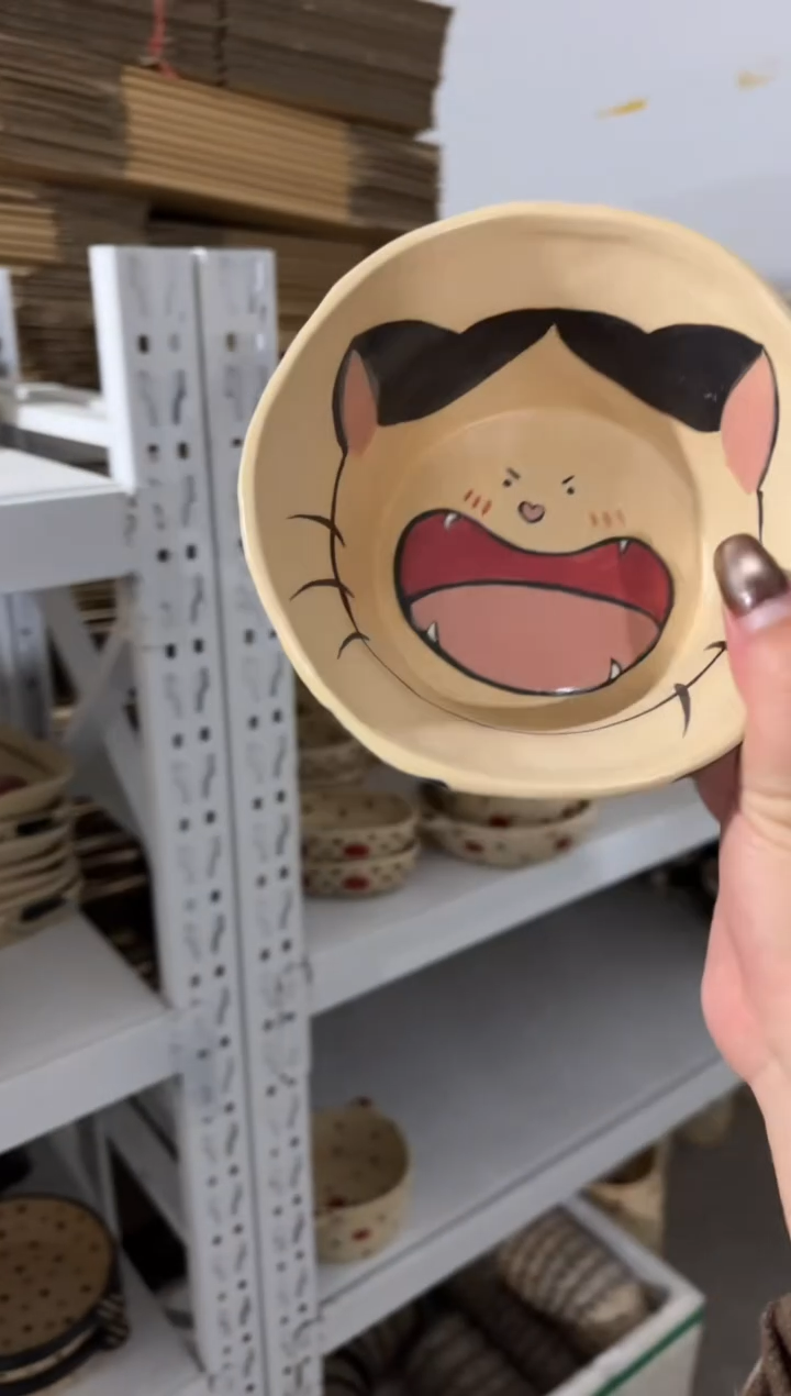 陶瓷猫咪果篮【十里高温釉下彩陶瓷】