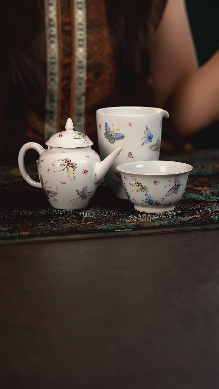 活动价忆古彩瓷蝶恋花一壶一杯 加公道