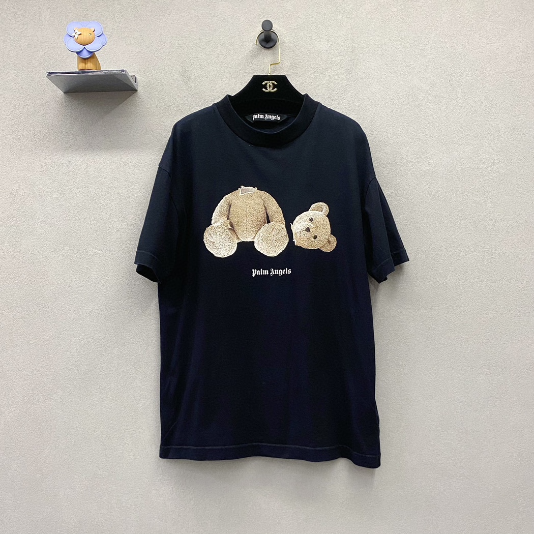 99新 Palm Angels 黑色小熊印花短袖/尺码M/EH010090
