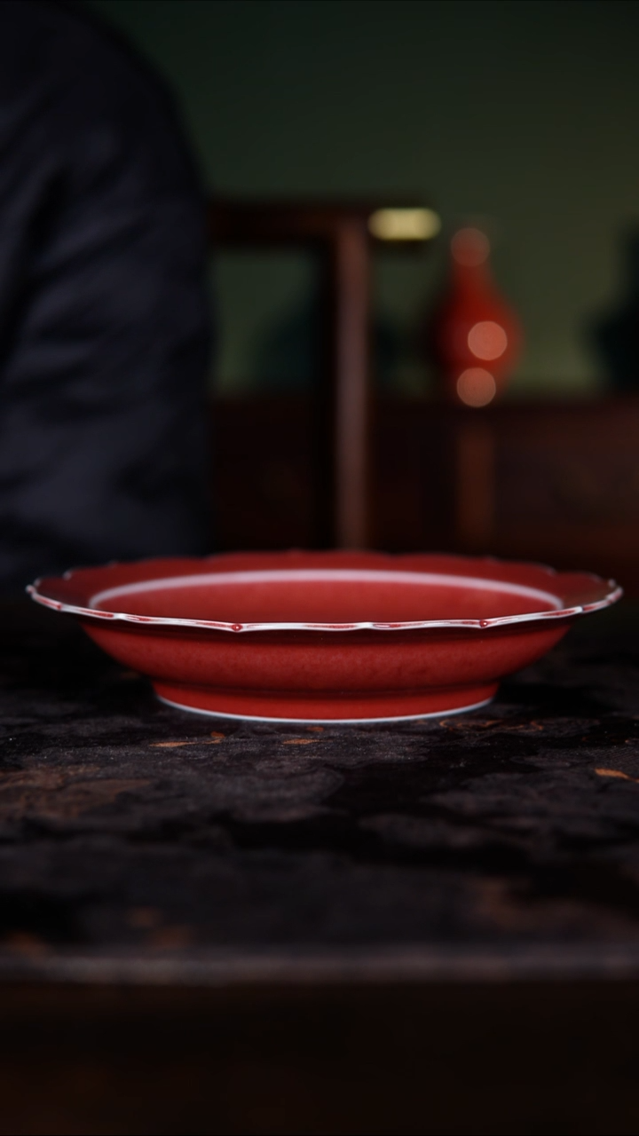 壶承白泥高温铜红釉豇豆红
