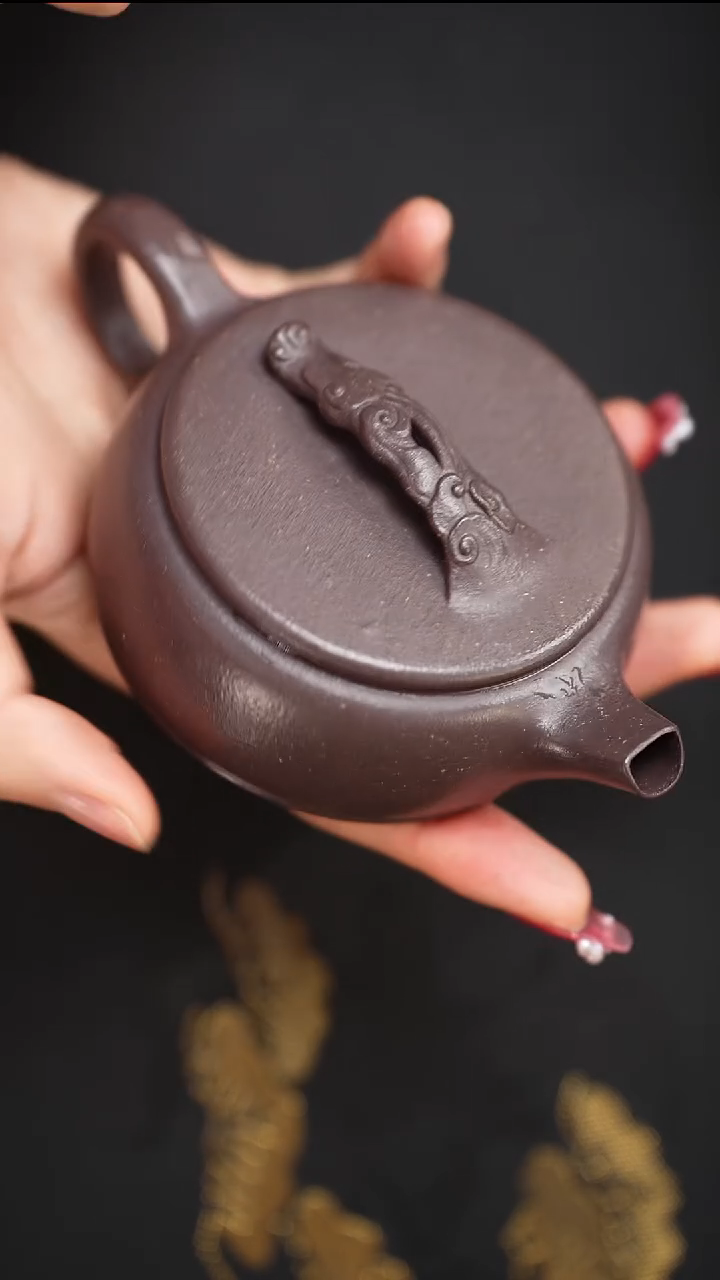 茶壶紫砂张老师天青泥云纹钮汉瓦160cc