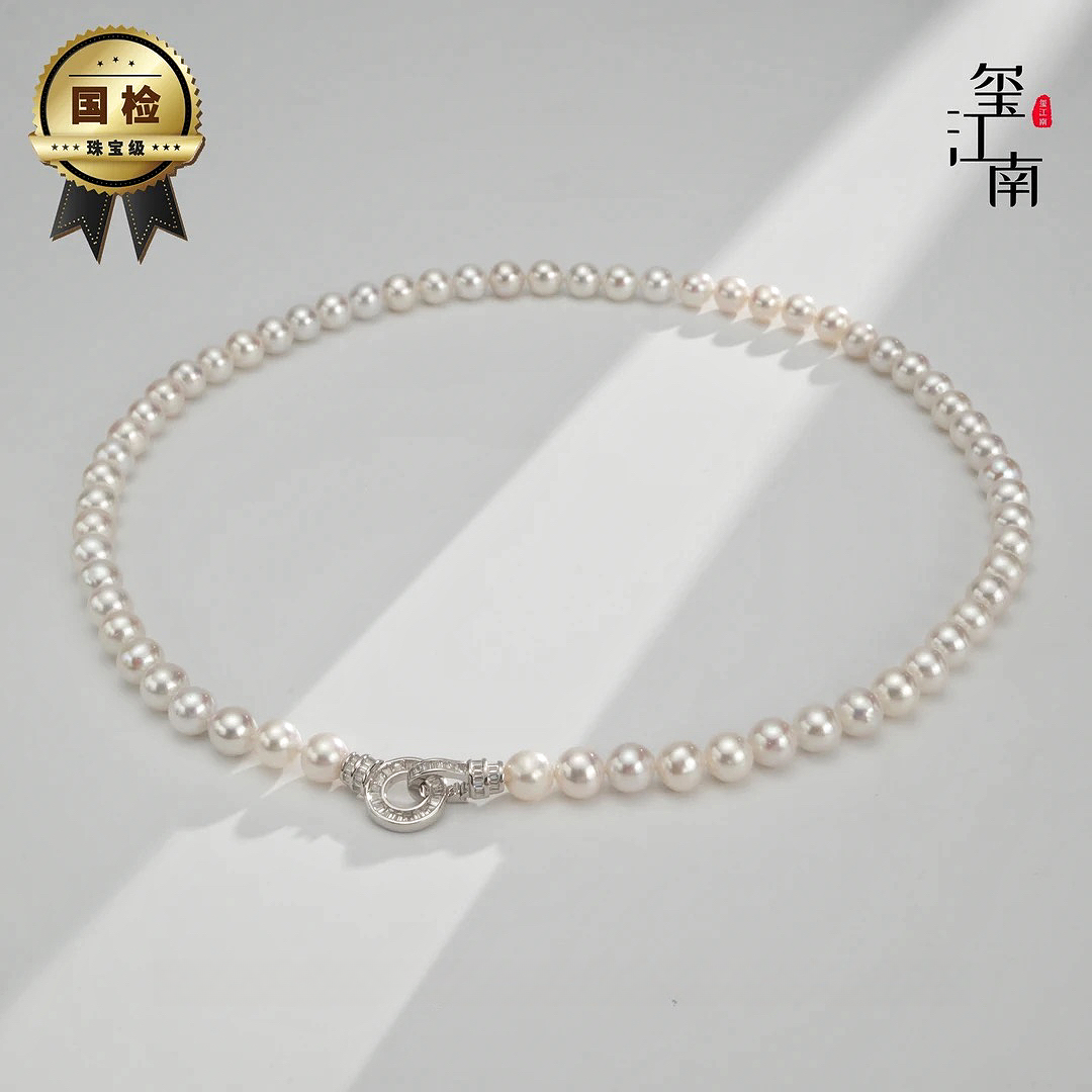 NGTC珠宝万元级｜淡水珍珠项链S925银妈妈链6.5～7mm  FX0244