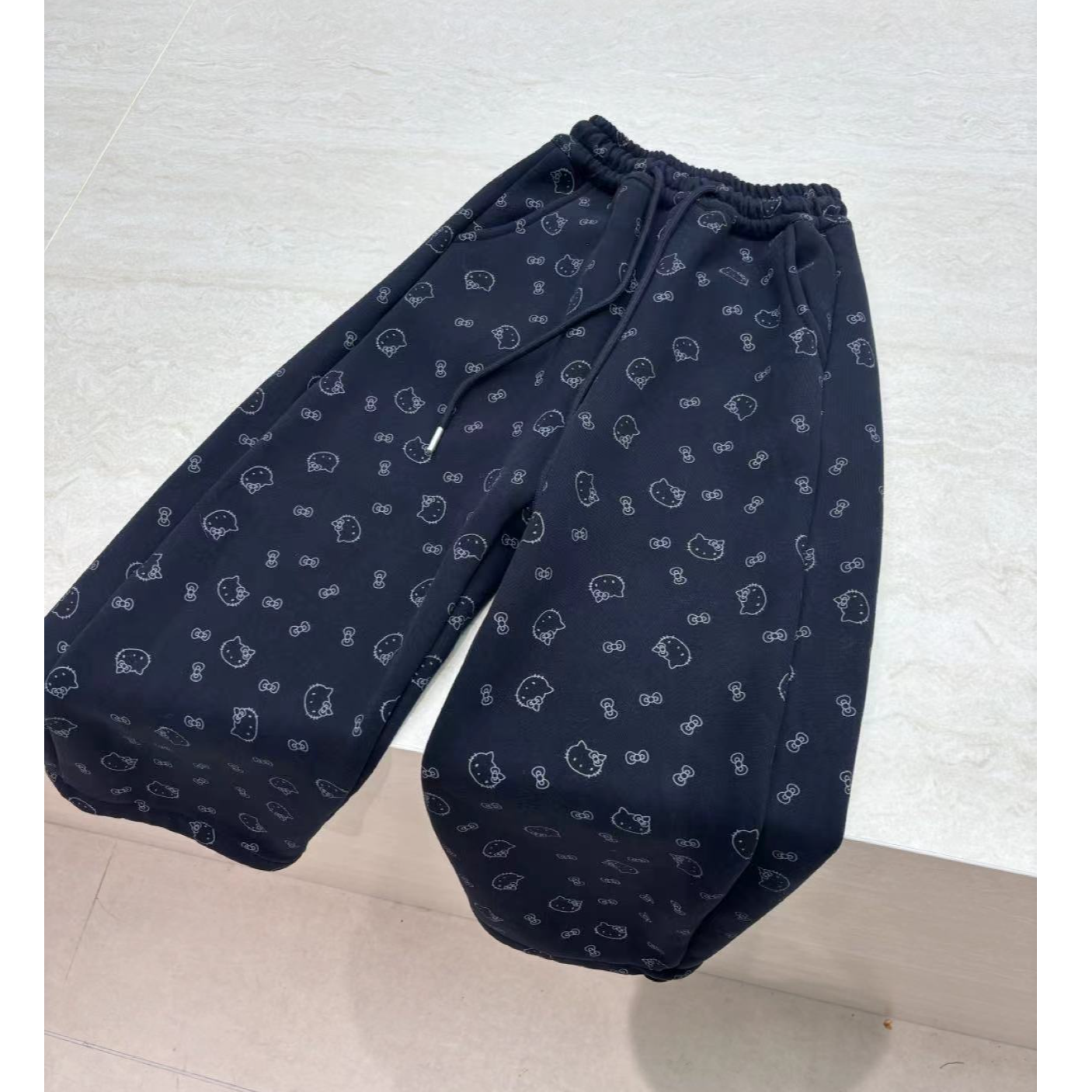 【2025秋冬韩款】儿童加绒kt猫满印弯刀卫裤X1369