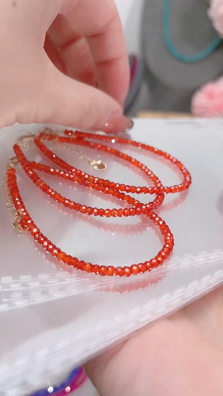 银S925镶嵌手链石榴石（芬达石）深橙49