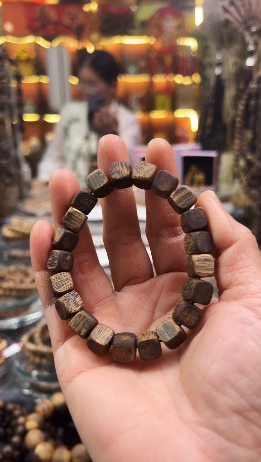 沉香手串棋楠张勺子方珠单圈