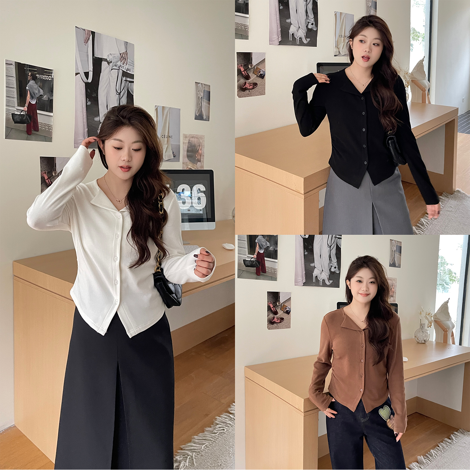 裂渡宣宣【拥抱】微胖大码女秋时尚气质百搭显瘦针织小衫ZY508F39