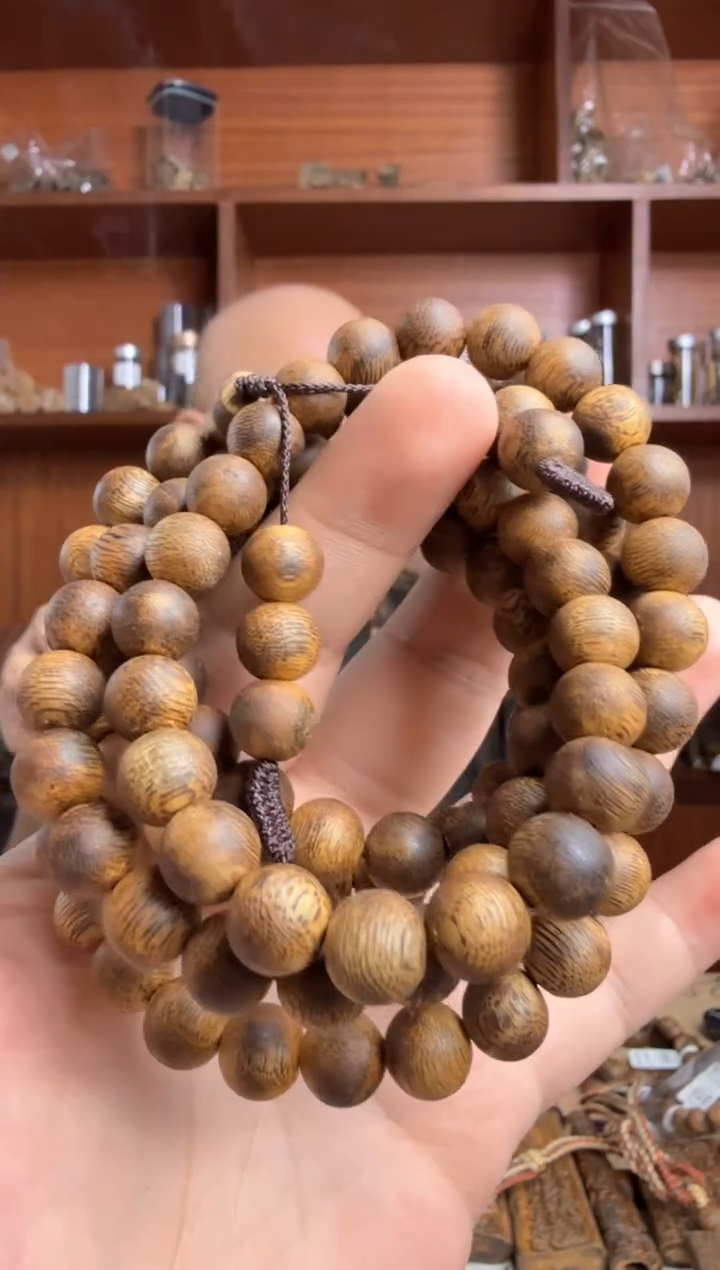 沉香手串奇楠沉香卡9圆珠多圈手串一条33.7g