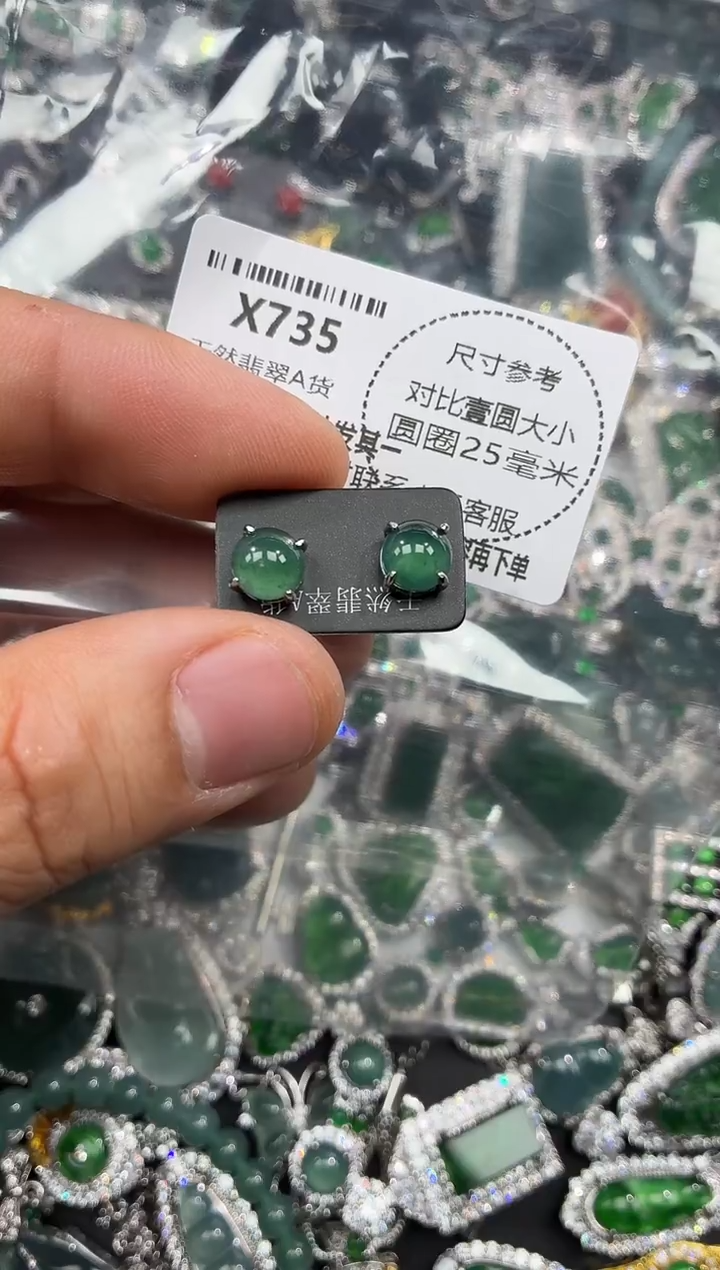 颈饰未镶嵌翡翠X735耳钉