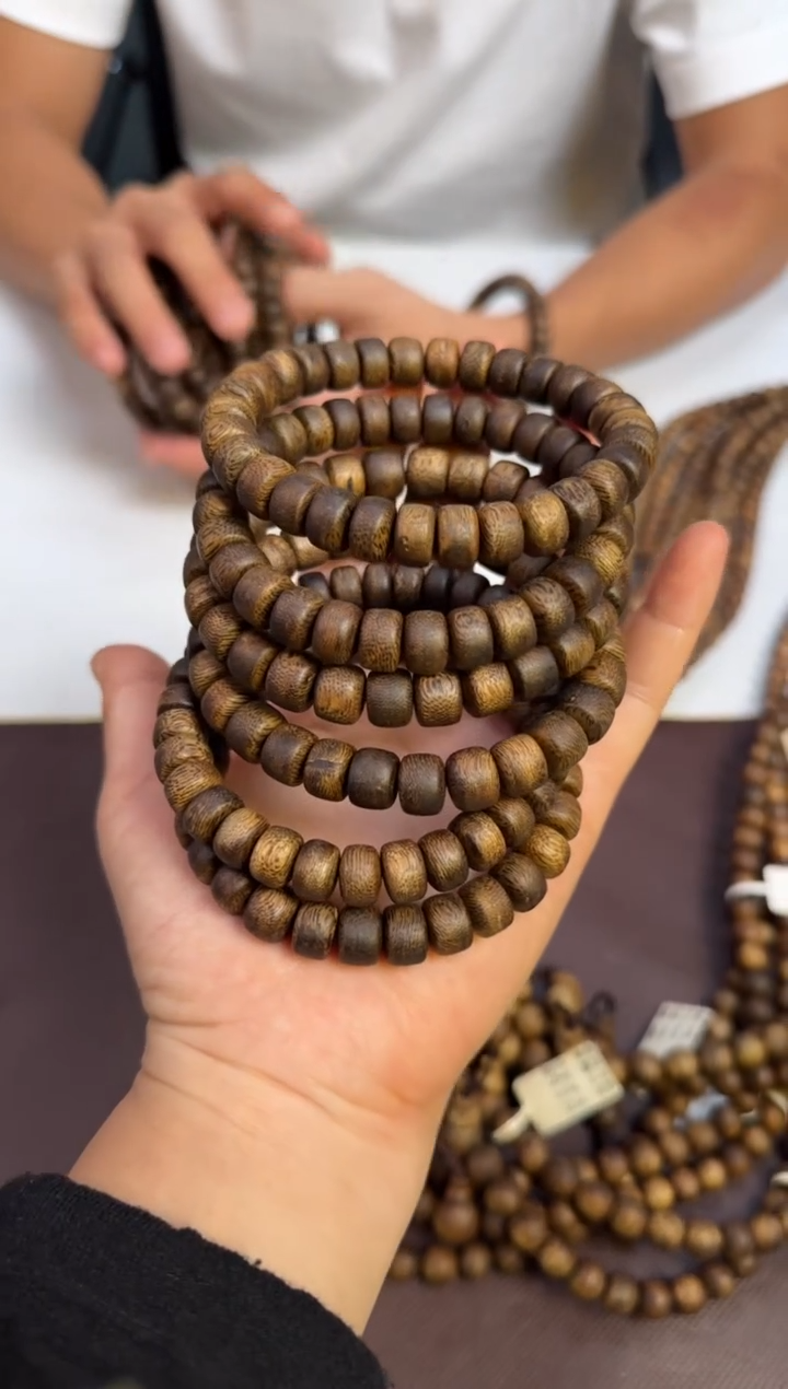 手串沉香99沉海南老白棋厚片珠单圈10mm8g+多样性发1