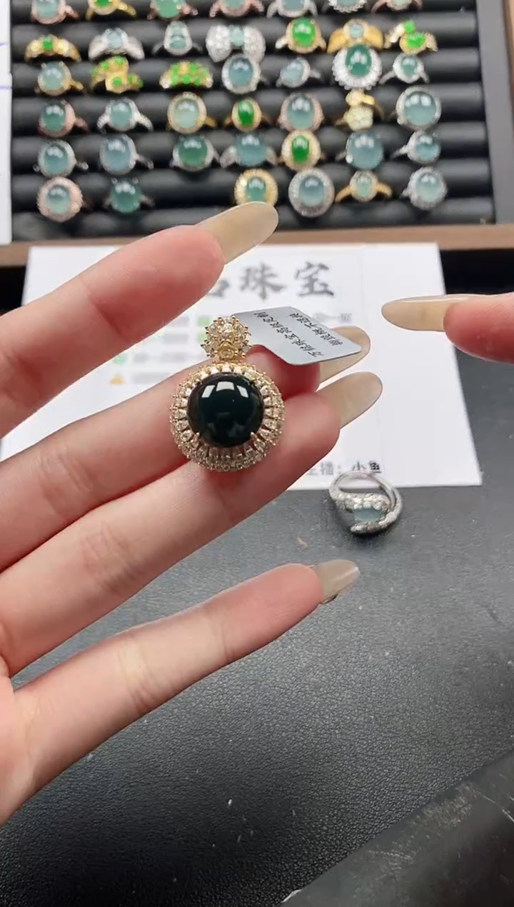 银S925镶嵌戒指翡翠15151