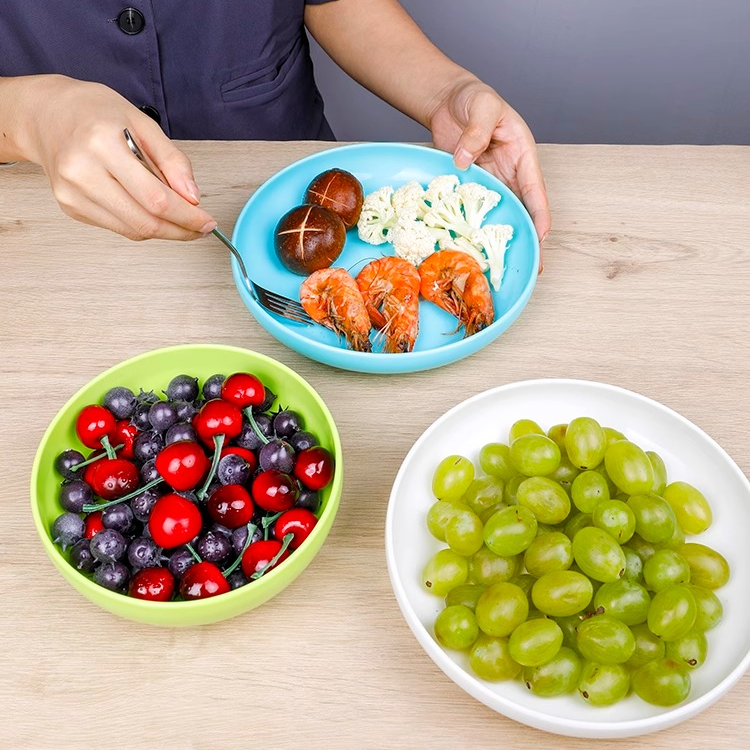 日本进口圆形塑料盘子餐桌小吃盘水果餐盘碗碟家用吐骨碟垃圾渣盘