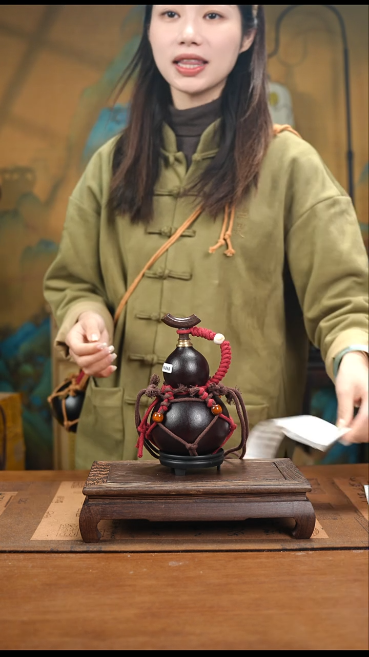 YN068复古网兜款天然酒葫芦（一物一拍）