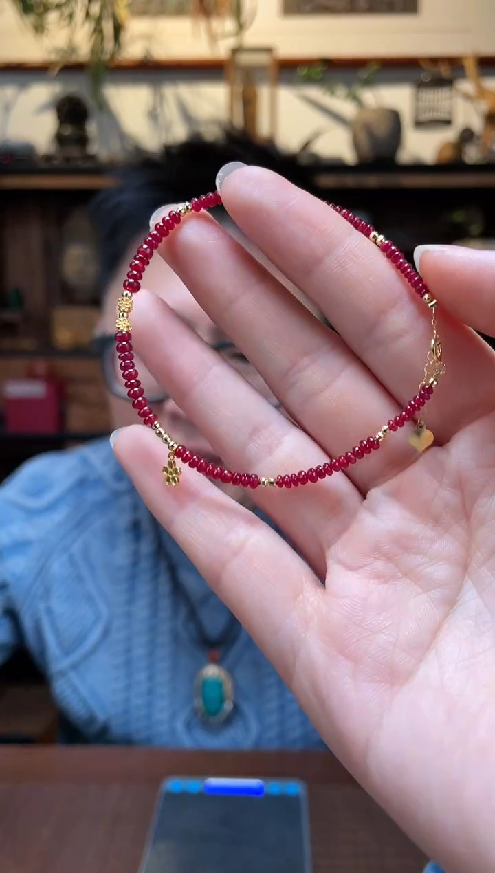 【闪购商品】红宝石手链18K金镶嵌18K金红宝石手链*2ZX