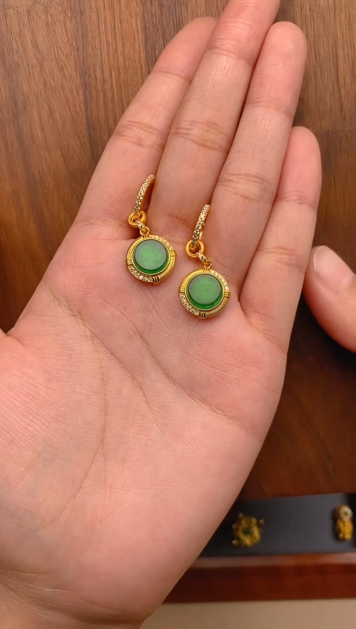 【闪购商品】翡翠耳饰银S925镶嵌无事牌耳饰