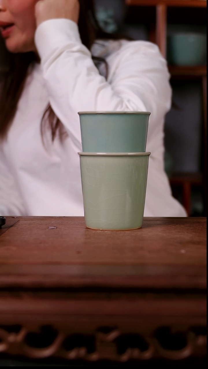 杯子陶雷****维青霁汝窑仿古釉   微瑕