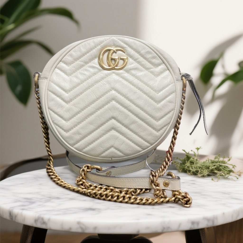 95新 GUCCI/古驰  白色圆饼 1831 3528 