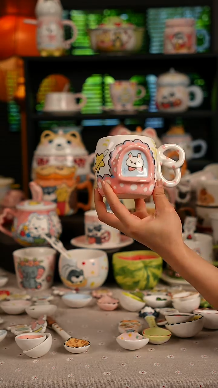 陶瓷无盖款景德镇高温釉下彩纯手绘创意瓷