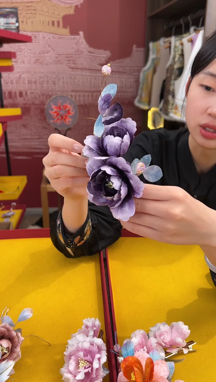 【闪购商品】刺绣非遗绒花（发饰）