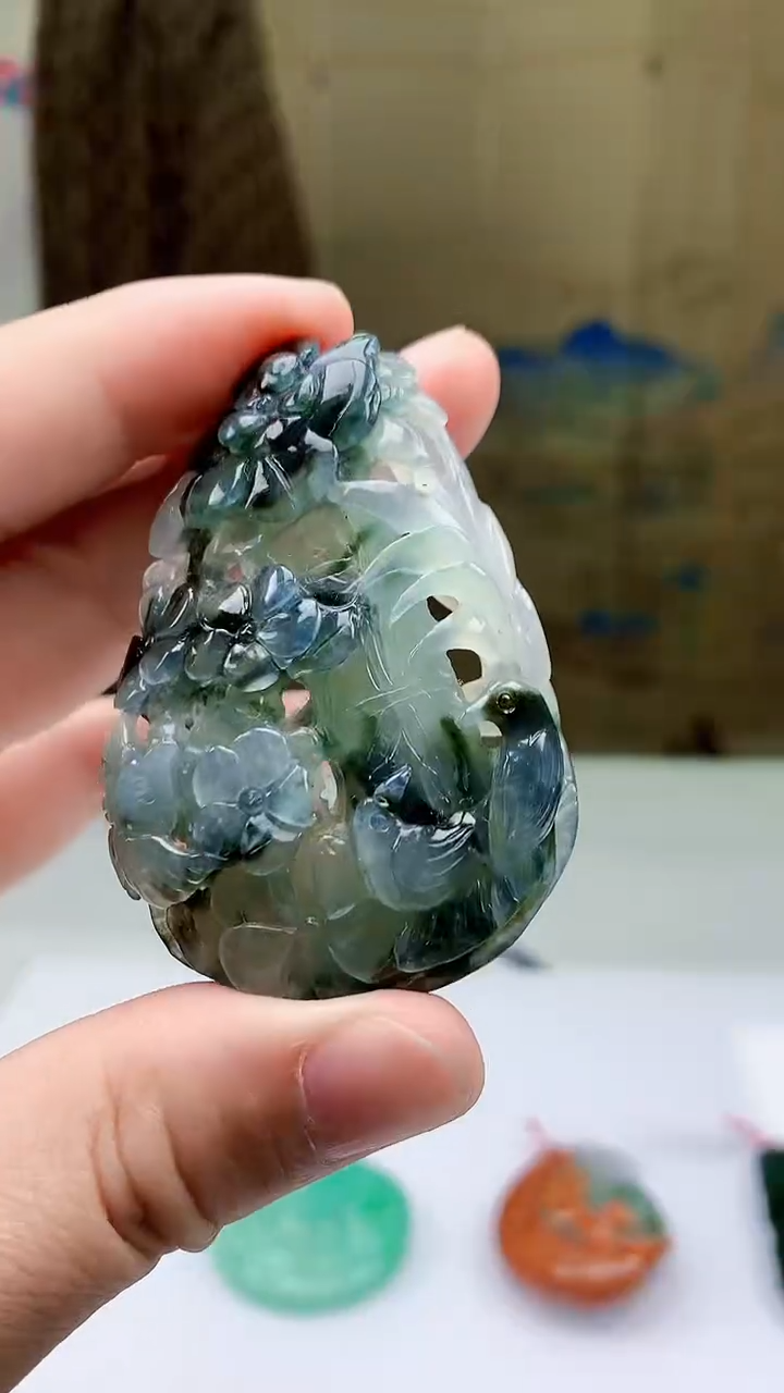 【闪购商品】定制翡翠未镶嵌4812ty-毛货挂件67