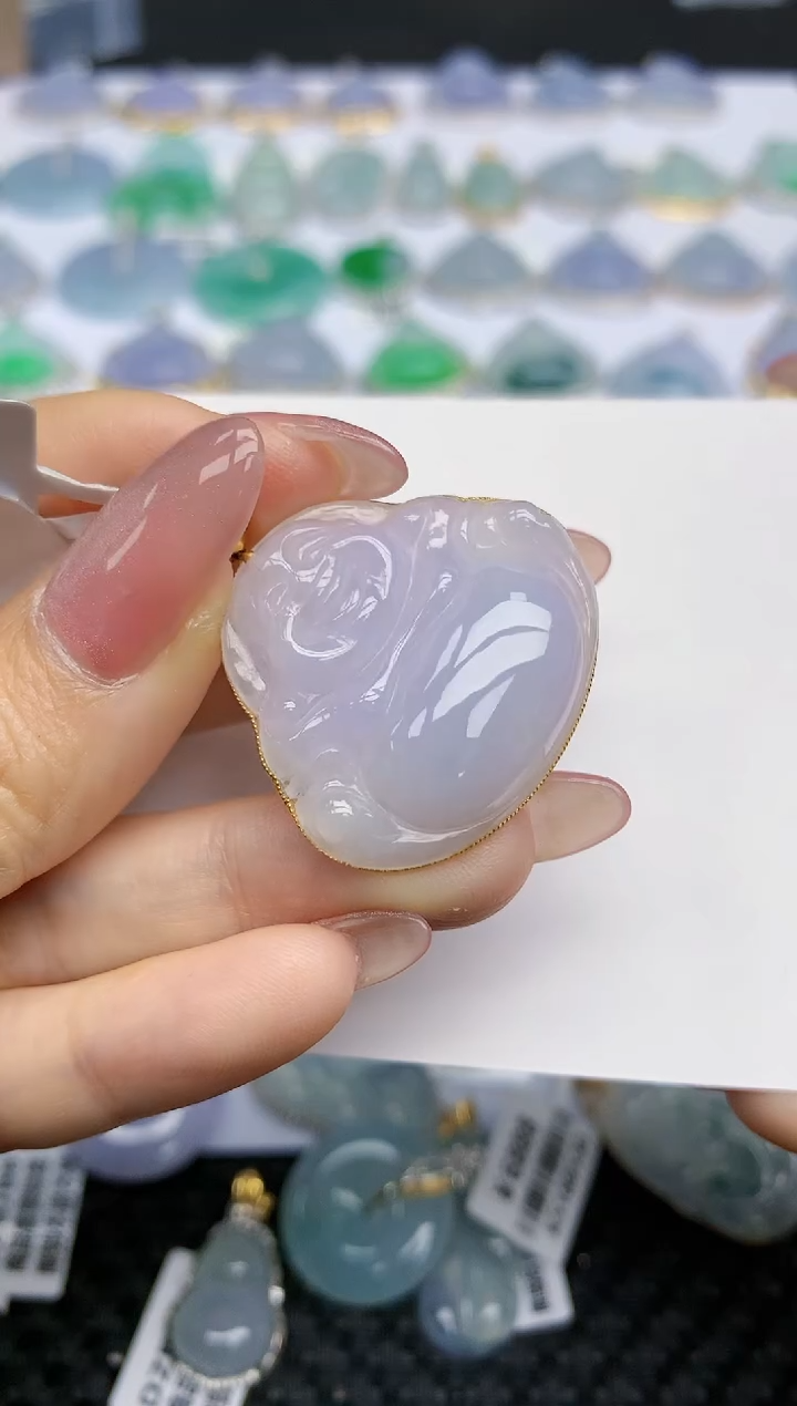 【闪购商品】翡翠颈饰18K金镶嵌天然翡翠A货