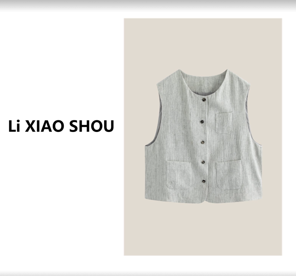 【李小瘦大码女装】春夏新款休闲亚麻马甲外套801D