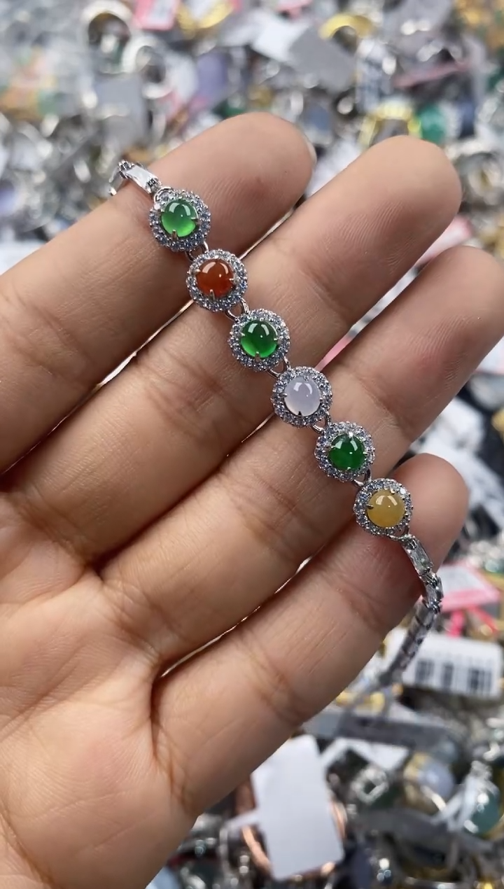 银S925镶嵌戒指翡翠2222----7