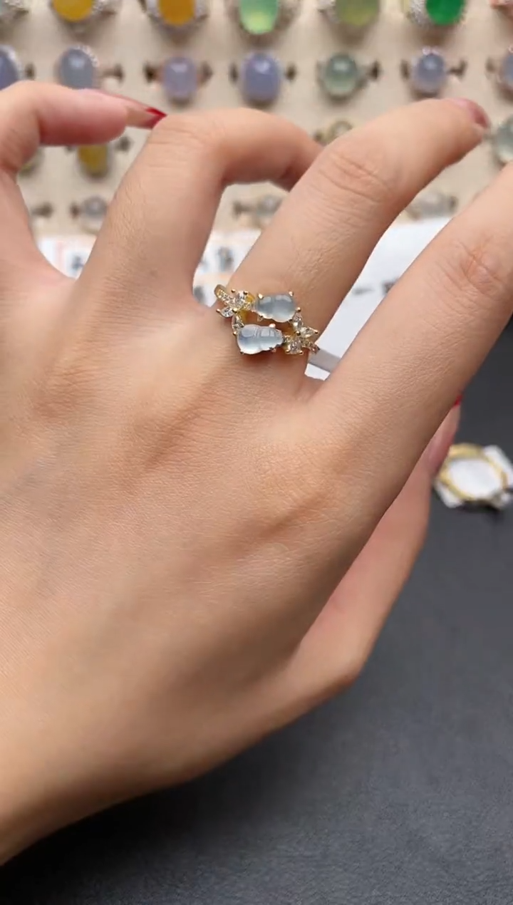 【闪购商品】翡翠戒指银S925镶嵌一物一证一礼盒