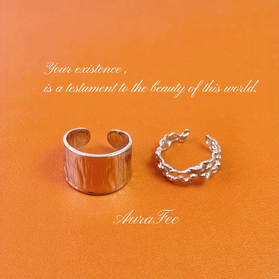 钛钢戒指 银色时刻/INS风小众潮流皱纹戒指轻奢/L013