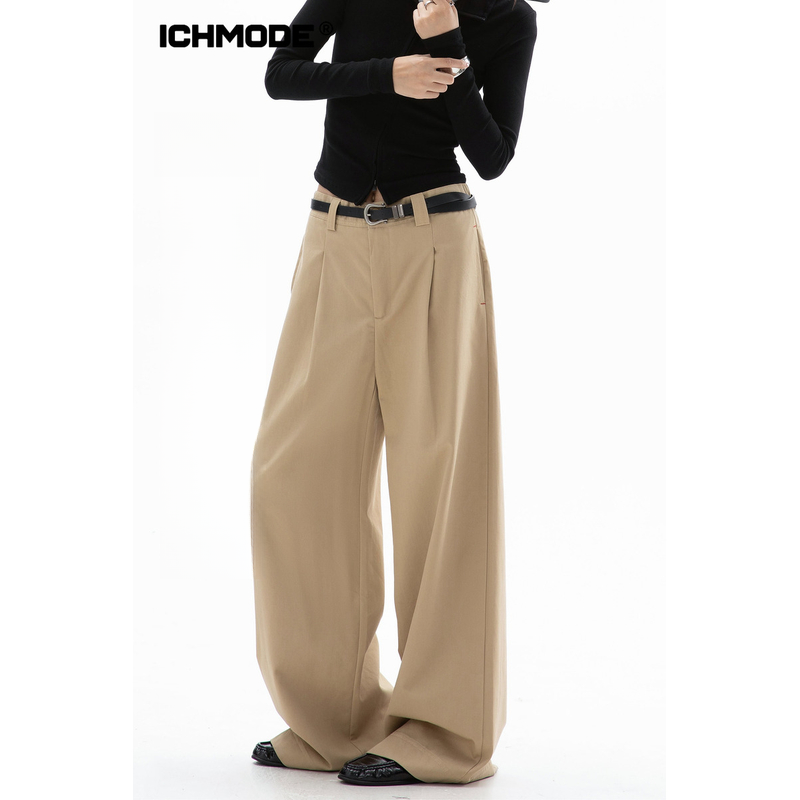 ICH MODE美式宽松休闲裤女直筒阔腿西裤