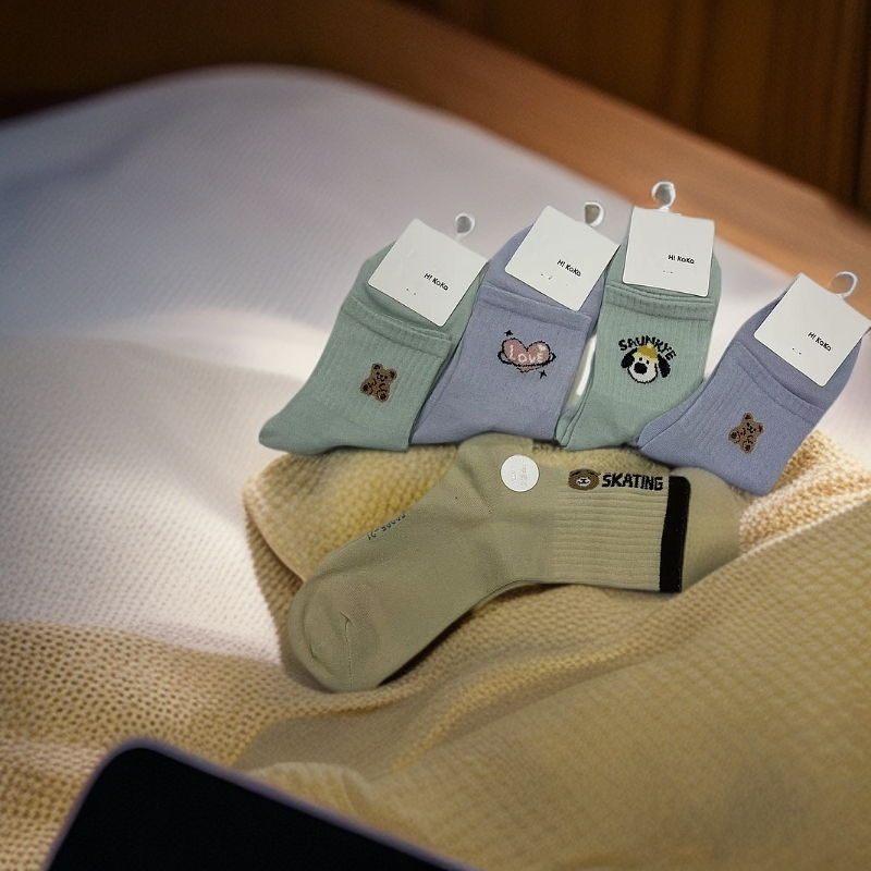 【到手共5双 7A抗菌】女袜秋冬中筒袜吸汗防臭潮流百搭学生加厚保暖