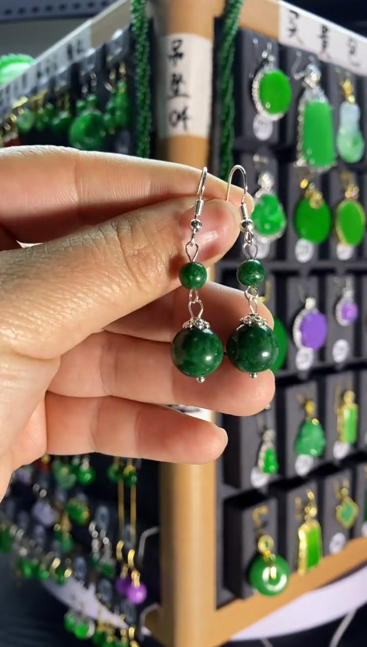 【闪购商品】翡翠耳饰银S925镶嵌015....