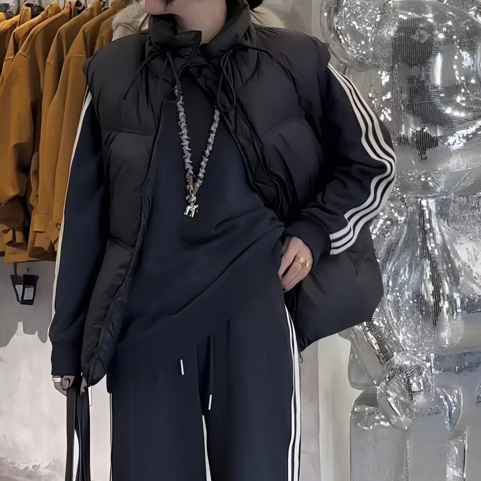 休闲简约抽绳棉马甲短款时尚百搭潮流宽松韩版秋冬冬季